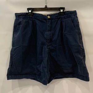 Gloria Vanderbilt Jeans Co. shorts, pleated front, pockets, navy blue, size 14